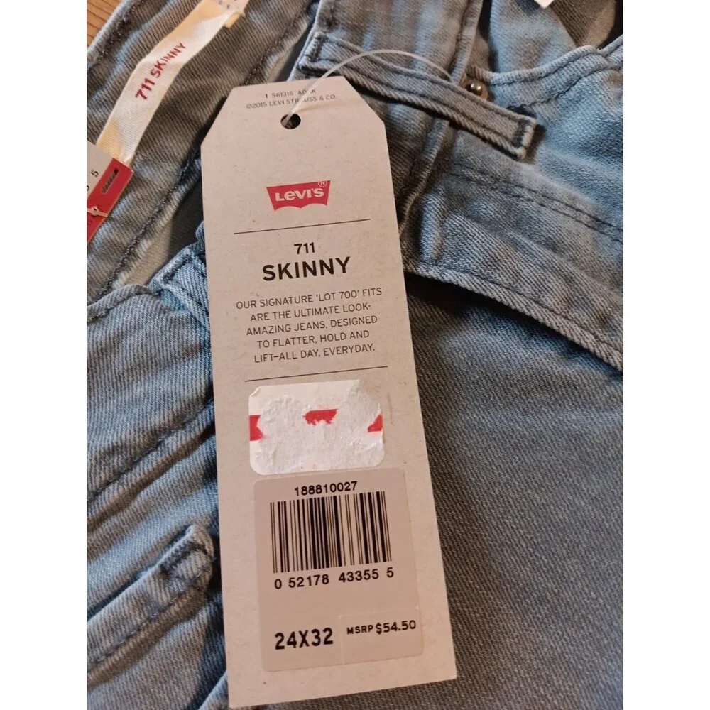 Levis 711 Skinny Jeans Womens 24 Gray Denim Stretch Medium Wash Mid Rise NWT $54 - Picture 8 of 8